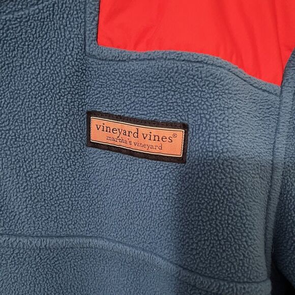 Vineyard Vines Kids Quarter Zip Blue & Red Fleece Pullover Sweater Large 16-18 - Picture 6 of 8